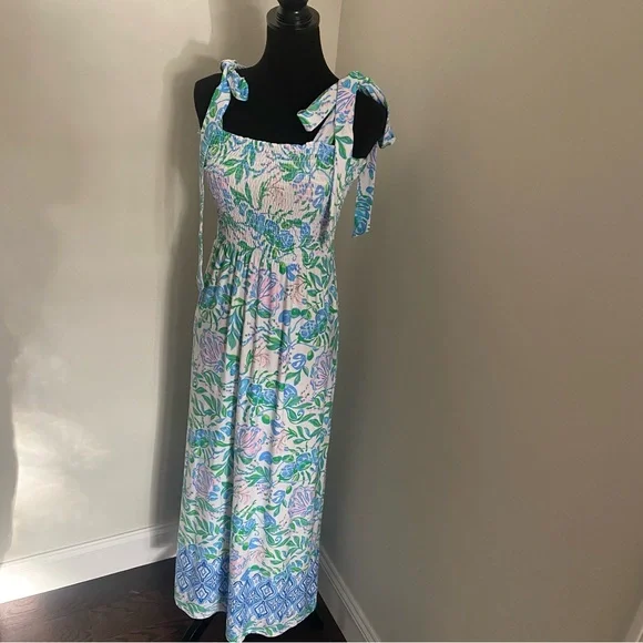 NWT - Lilly Pulitzer Kailua Smocked Maxi Dress, Resort White Just A Pinch, Large - Picture 7 of 8
